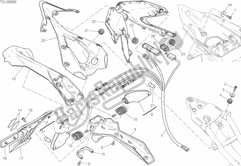 Toutes les pièces pour le 27a - Support De Plaque D'immatriculation - Feu Arrière du Ducati Superbike 959 Panigale ABS Thailand 2019